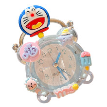 Cute Blue Cat Cartoon Alarm Clock, Portable, Quiet, ABS Material
