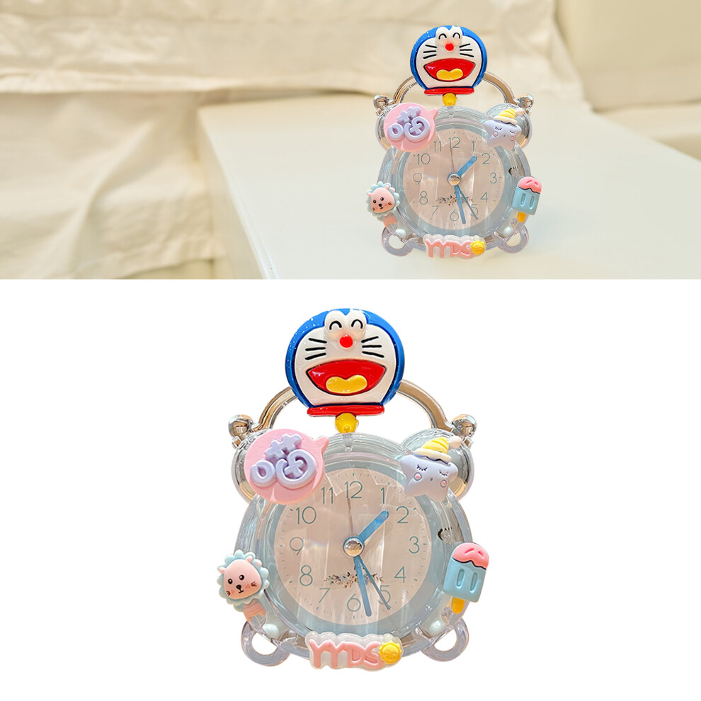 Cartoon Alarm Clock Cat Abs Quiet Desk Clock Blue