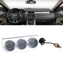 Ensemble de jauges auto chromé 3-en-1 19x8x7cm DC10-15V