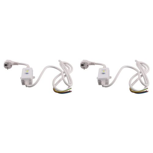 2X FI Circuit Breaker Socket Residual Current Circuit Breaker Plug with Cable,Personal Protection Adapter EU Plug White