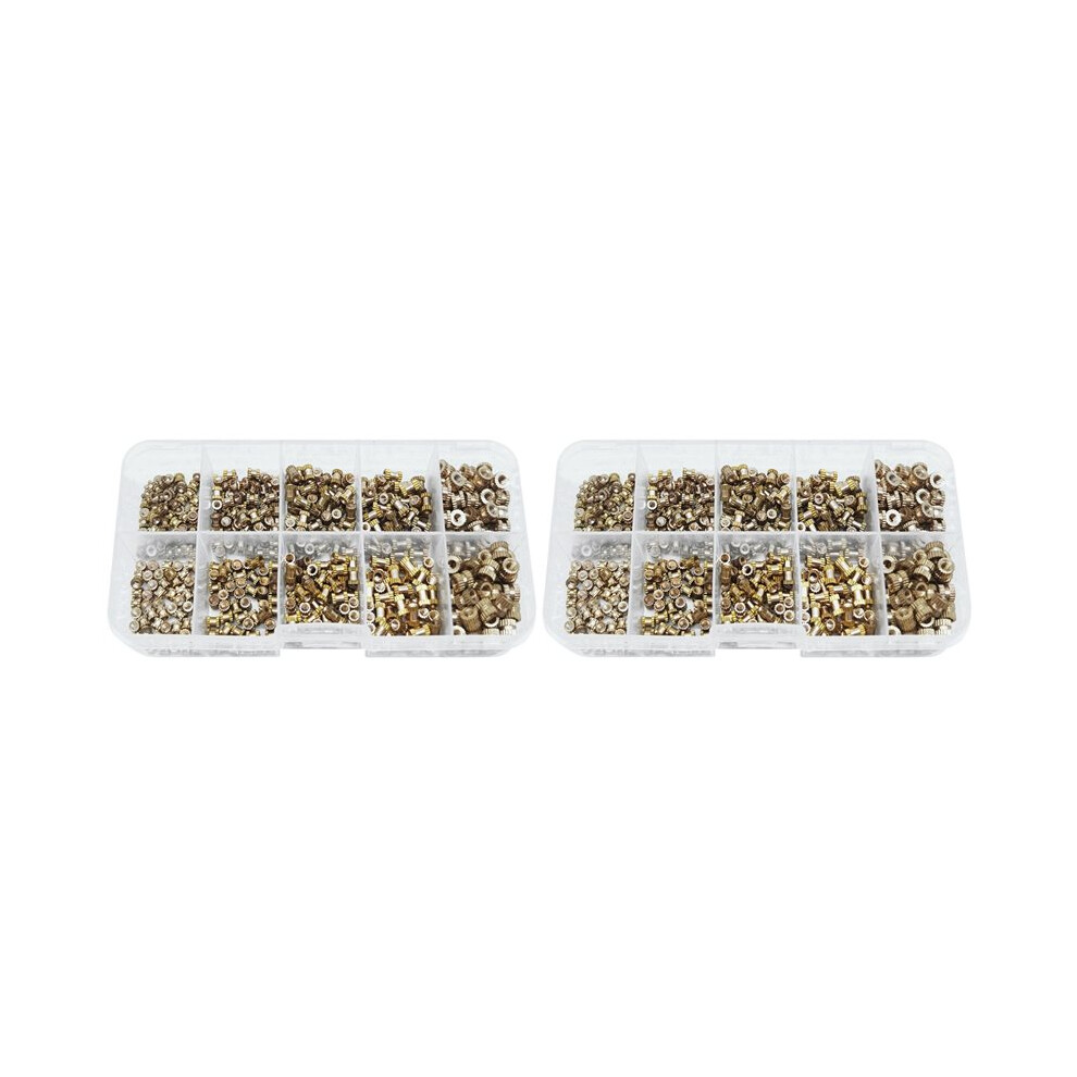 1040Pcs M2 M2.5 M3 Metric Female Thread Knurled Brass Threaded Insert Embedded Nuts Assortment Kit 6032587337860
