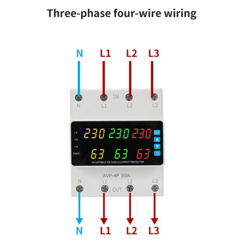 3 Phase 220-380v Voltage Relay 80A Changeover  Overvoltage/Undervoltage/ Overcurrent/Phase Loss Protection Keep 2