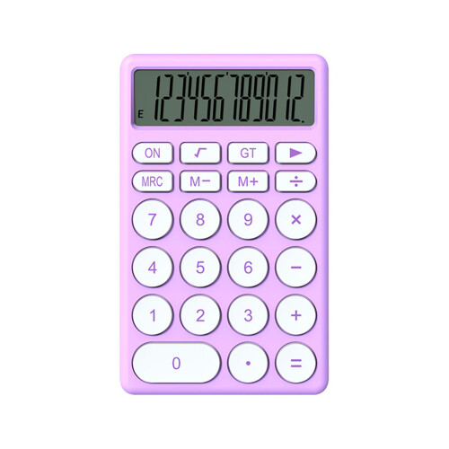 Multifunctional Cartoon Handheld Calculator, Large Display, Purple, Plastic, AAA Battery Powered 1