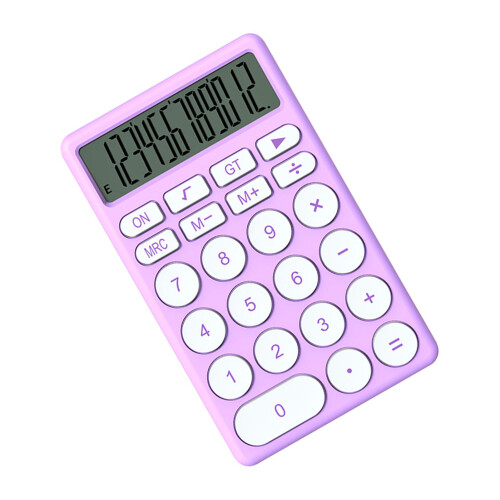 Multifunctional Cartoon Handheld Calculator, Large Display, Purple, Plastic, AAA Battery Powered 2