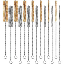 14-Pieces Brass Wire Brush Stainless Steel Tube Brush Set 12" Round Wire Brushes Kit Bore Brush Metal Bristle Cleaning