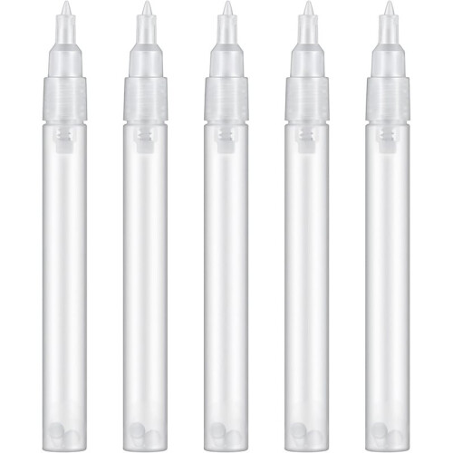 5Pcs Refillable Paint Markers 0.5mm Extra Fine Tips, Touch- Paint Pens, Empty Paints Markers for Touch ,DIY Graffiti
