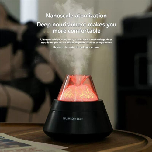Volcanic Fragrance Diffuser Ultrasonic Humidifier Home Flame Aroma Diffuser LED Light Essential Oil Diffuser Gift B 2