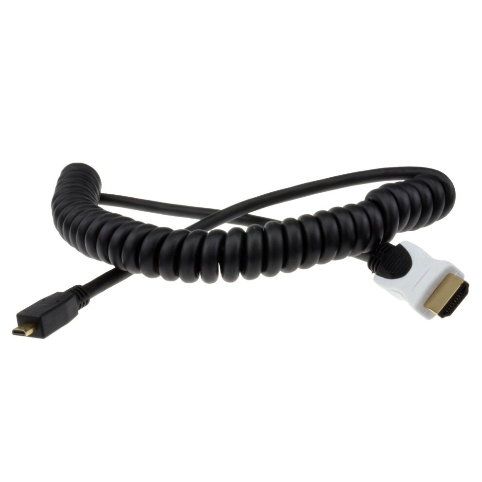 Coiled Hdmi 2.0B To Micro D 18Gbps 4K Uhd High Speed Cable Lead Gold 5055383489091