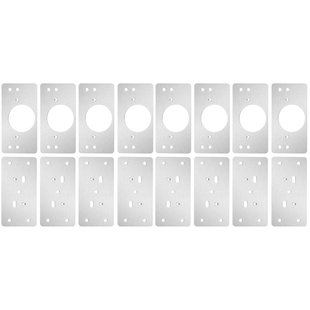 8Sets Stainless Steel Repair Plates Metal Cabinet Hinge Durable Silver 3701781802520