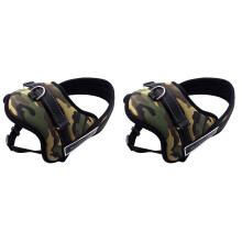 2Pcs Comfortable Camouflage Dog Harness Vest with Breathable Mesh Tape