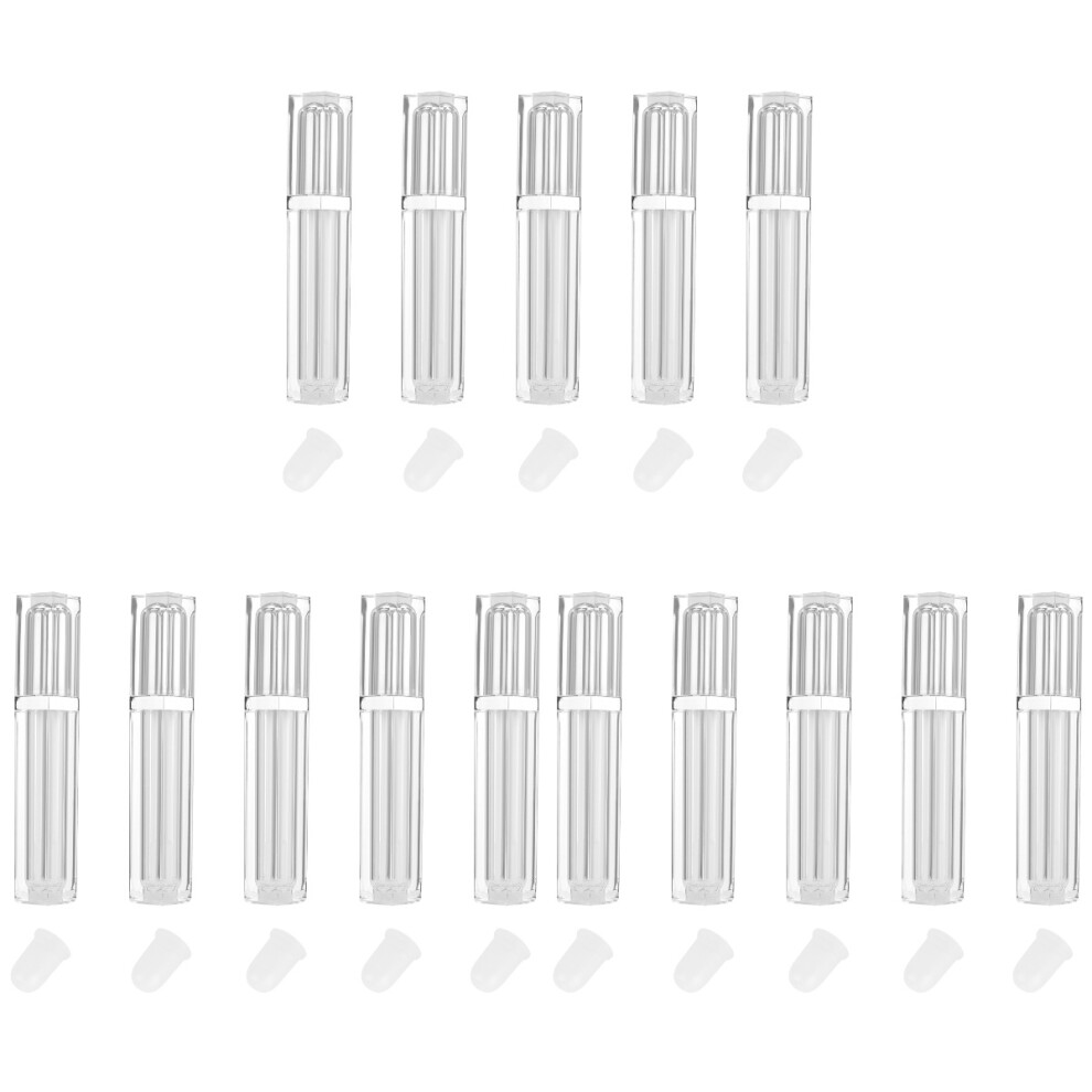 Artibetter Silver 15Pcs Travel Friendly Lip Balm Tubes Clear Cosmetic Containers