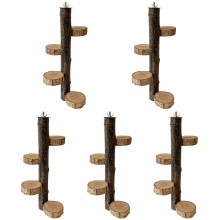 5Pcs Durable Wooden Parrot Perches Cage Stand Toy for Bird Exercise