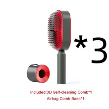(3pcs Set A) Self Cleaning Hair Brush For Women One-key Cleaning Hair Loss Airbag Massage Scalp Comb Anti-Static Hairbrush
