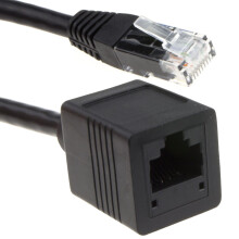 Network CAT6 UTP Ethernet RJ45 Extension Male/Female Cable Black 0.5m