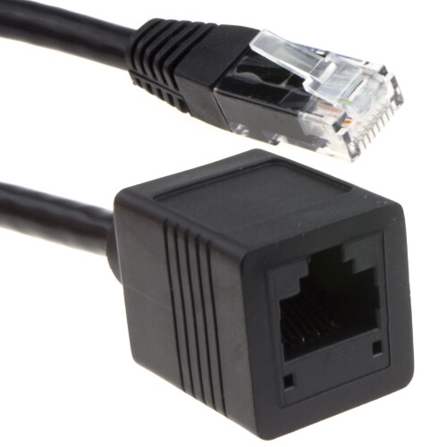 kenable Network CAT6 UTP Ethernet RJ45 Extension Male/Female Cable Black  0.5m