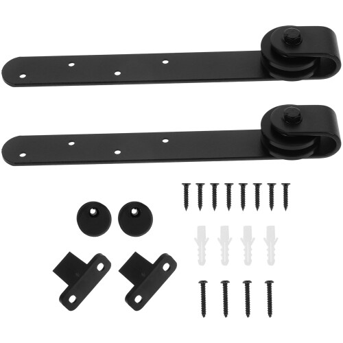 4Sets Barn Door Hardware Kit Mini Sliding Cabinet Door Roller Black 2