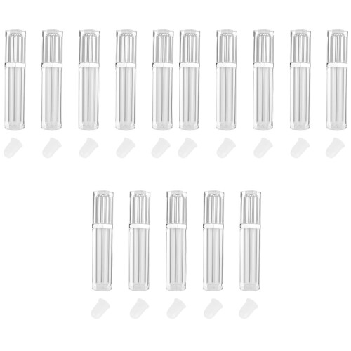 15Pièces Tubes Lips Gloss Argentés Corps Transparent Portable 2