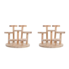 2Pcs Flower Shaped Wooden Plant Stand - Beige Desktop Succulent Shelf