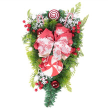 Christmas Candy Cane Wreath for Front Door Christmas Stairway Decorations Christmas Wreath for Indoor Decor 12x24 Inch