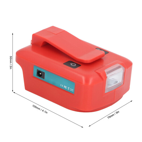 Battery Adapter with 200LM LED Light for 18V Lithium Batteries, Type C & USB 1