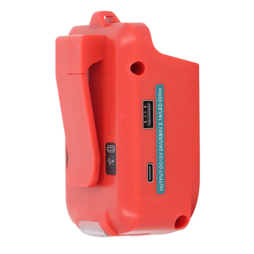 Battery Adapter with 200LM LED Light for 18V Lithium Batteries, Type C & USB 2