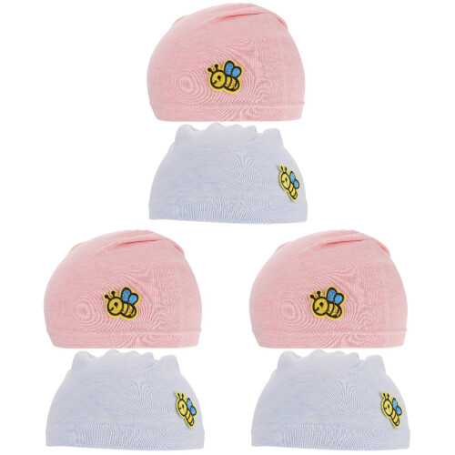 6Pièces Bonnets Bébé Confortables Élastiques Rose Et Clair 1