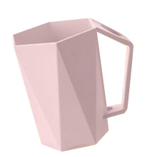 Pink Geometric Reusable Plastic Toothbrush Holder with Mouthwash Cup 14.7x9.3cm