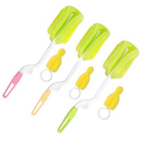 2Sets Baby Feeding Bottle and Pacifier Cleaning Brush with Sponge 1