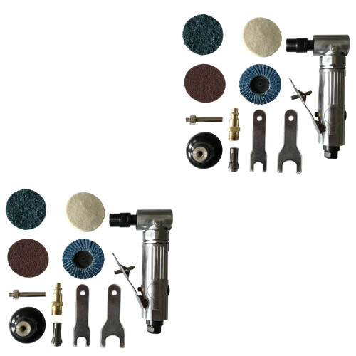 2Sets Pneumatic Wind Mill Machine Polishing Tool Metal Handheld Silver 2