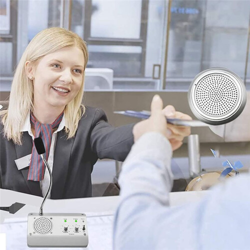 Window Speaker System, Dual Way Window Microphone Intercom Speaker, Intercom System for Business, Office, School EU Plug 2