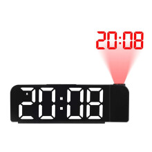 180 Rotation Projection Alarm Clock 12/24H LED Digital Clock USB Plug-in Ceiling Projector Alarm Clock (White)