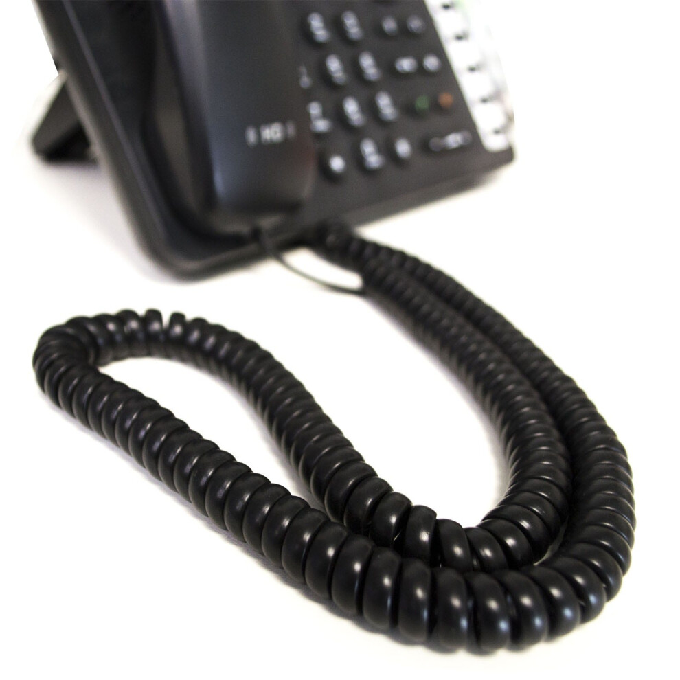 Kenable Telephone Handset Coiled Rj10 Plug To Rj10 Plug Cable Lead 4M Black