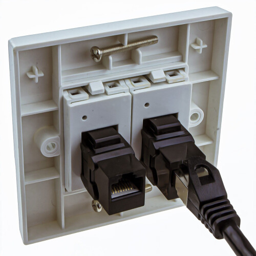 kenable Through Coupler Keystone Faceplate Cat6 2 Port RJ45 Socket Network Plate 1