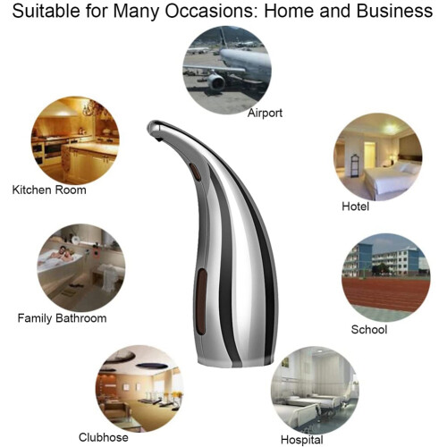 Soap Dispenser Automatic, Touchless Liquid Soap Dispenser, with Infrared Motion Sensor, 300Ml/11Oz, Silver 2