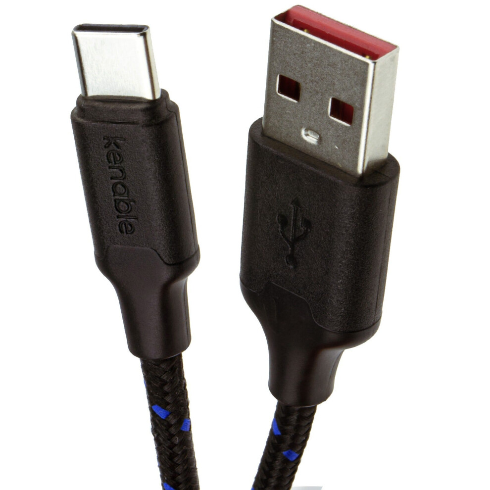 Kenable Braided 20Awg Usb A To Type C Usb-C Fast Charge 3A+ Charging Cable 0.5M Black