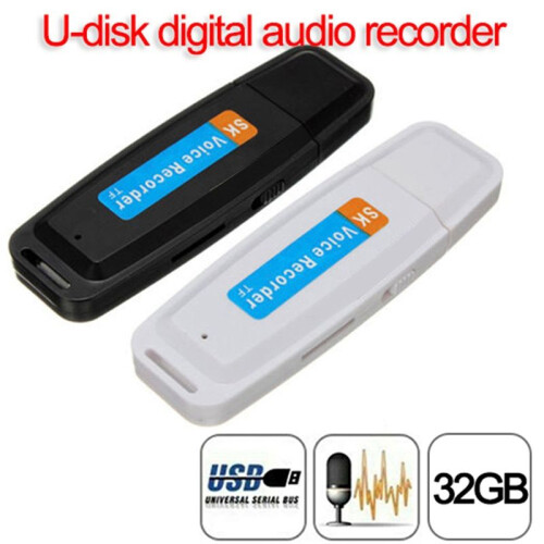 USB Flash Drive Digital Audio Recorder Dictaphone USB Voice Pen Portable U Disk Maximum Support 32GB Memory Card(White) 1