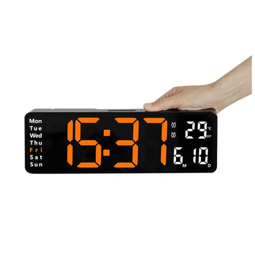 13Inch Large Display LED Digital Wall Clock Remote Control Table Alarm Clock Date Week Timer Automatic Dimmer Clock-B 1