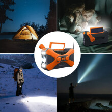 10000MAh Emergency Radio, Solar Hand Crank Radio, Portable Radio with Phone Charger, LED Flashlight Orange