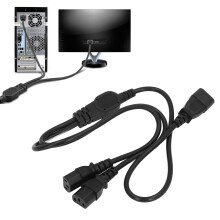 Power Extension Cord IEC320 C14 to 2 C13 Female 1m High Power PDU Adapter