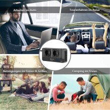 200W Car Inverter, Voltage Converter 12V to 220V with Display LCD, 2 Sockets and 4 USB Car Chargers (EU Plug)