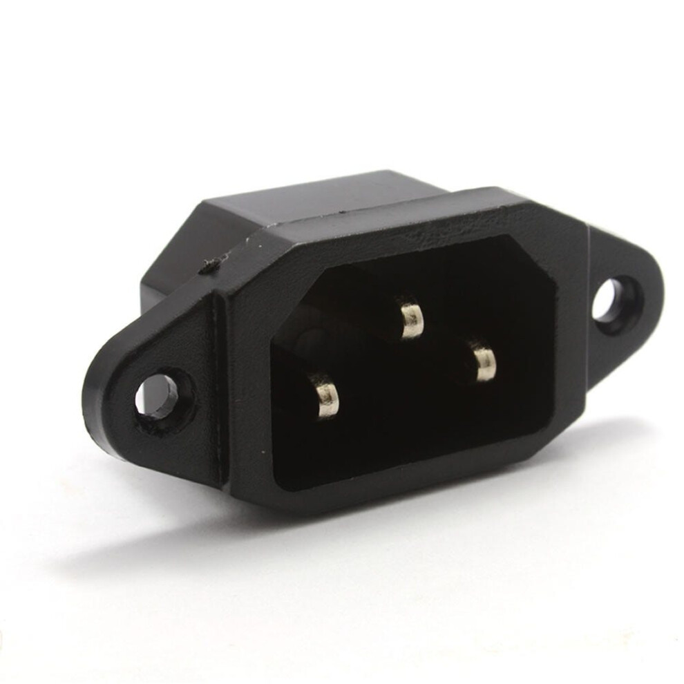 IEC 10A C14 3 Pin Chassis Panel Mount Plug (Pin) Connector 6.35mm TABS-image-OPC-P5W2NDZ-NEW