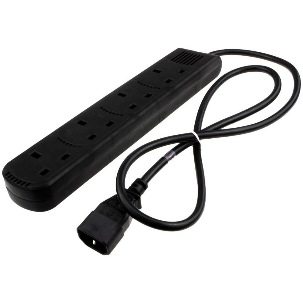 Kenable Iec C14 To 4 Way Gang Uk Mains Sockets Lead Ups Power Splitter 1M Black