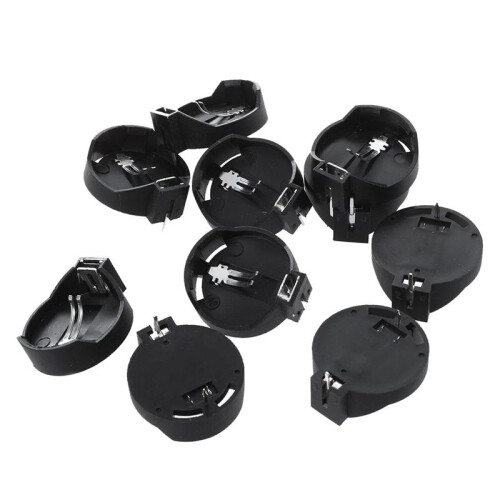 30pcs Black Round Button Battery Holder Case for CR2032 2016 2025 1