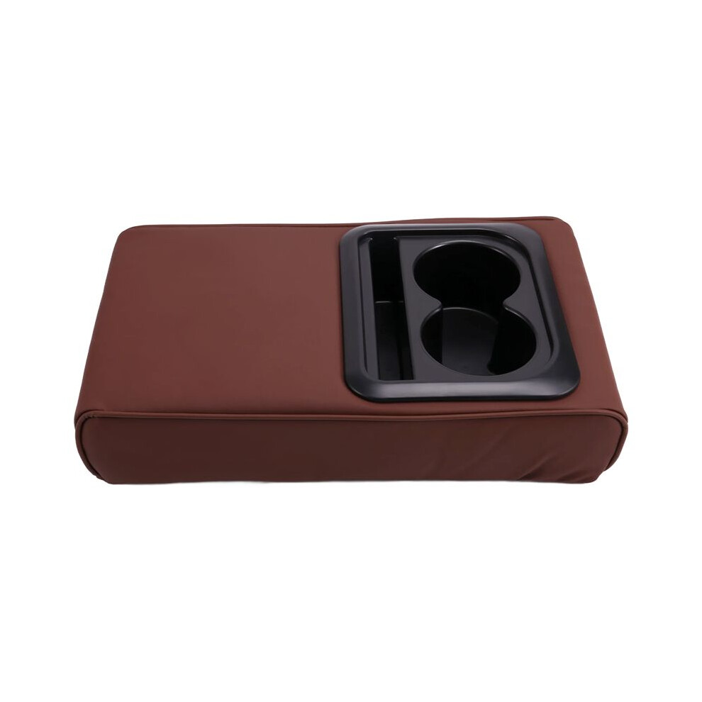 Car Armrest Box Pad,Anti-Fatigue Elbow Support Pad Universal Central Armrest Pad With Rear Cup Holder Storage Brown 6132286796750