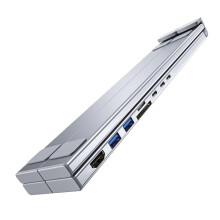 Station D'Accueil pour Ordinateur Portable USB C Huit en Un, Hub USB C, Support Réglable pour Ordinateur Portable 10-17 Pouces, Conception Portable