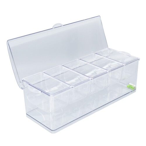 Serveur à condiments réfrigéré sur glace, 5 compartiments, transparent 2