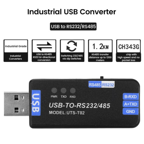 5X Módulo de Comunicação USB para RS485/RS232 Módulo de Comunicação de Conversor de Linha Serial Half-Duplex Bidirecional 2