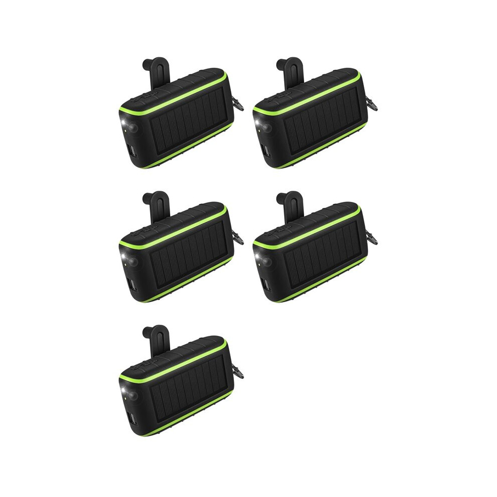 5X Solar Charger, 8000Mah Portable Hand Crank Phone Charger 2 Usb Solar Power Bank With Led Flashlight, Carabiner 6033108198250