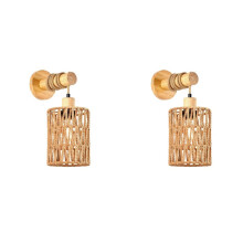 2X Rattan Rope Bedhead Wall Lamp Cylindrical Bedroom Light for Bedroom Farmhouse Countryside Decorative Lighting,B
