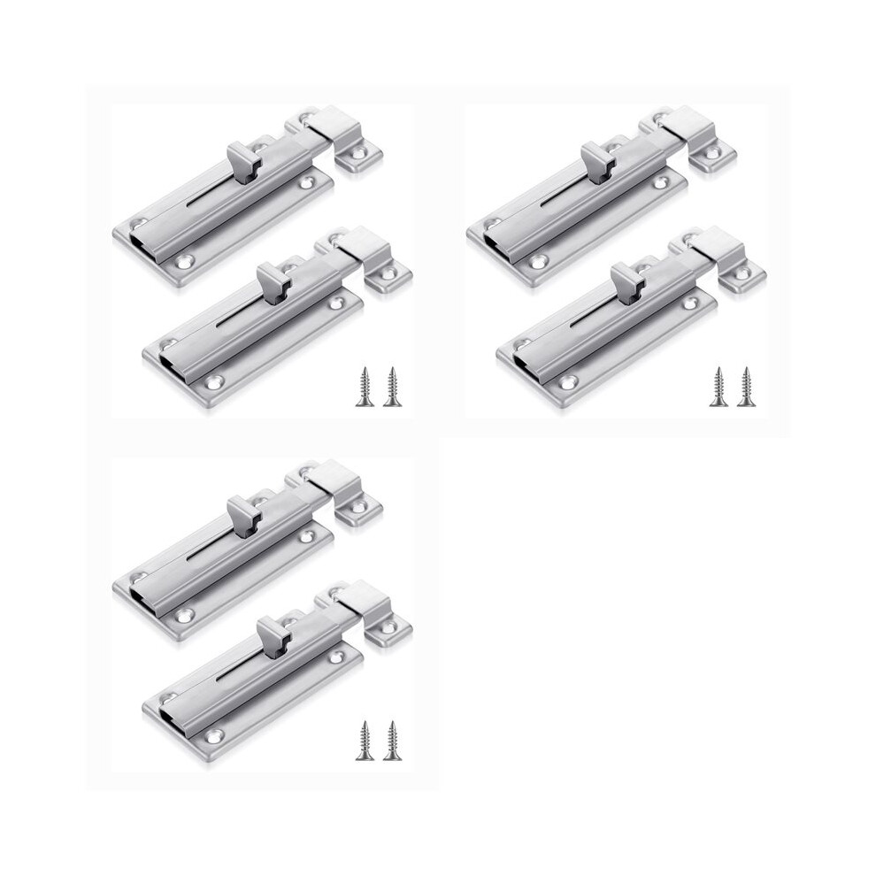 6Pcs Stainless Steel Slide Bolt Bathroom Stall Door With Screw,Slide Locks For Inside Door Stall Hardware 6031762651586
